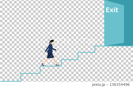 退勤する女性のイラスト 退勤する女性のイラスト 136354496