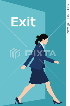 退勤する女性のイラストのイラスト素材 [136354497] - PIXTA