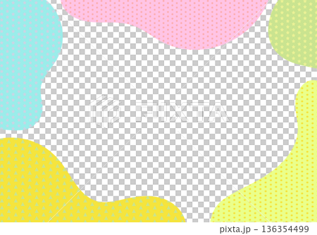 柔らかな曲線とかわいいドットの背景フレーム素材 136354499