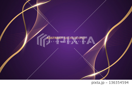 Abstract luxury element with gold light glow effect on purple modern graphic design decoration for banner template background vector 136354594