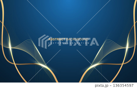 Abstract luxury element with gold light glow effect on blue modern graphic design decoration for banner template background vector 136354597