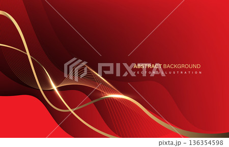 Abstract luxury element with gold light glow effect on red modern graphic design decoration for banner template background vector 136354598