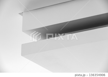 Abstract photo of intersecting white architectural planes 136354906