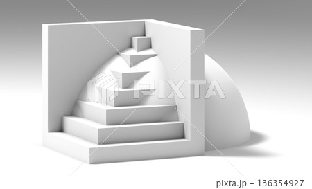 Abstract white minimal object, 3d rendering illustration Abstract white minimal object, 3d rendering illustration 136354927