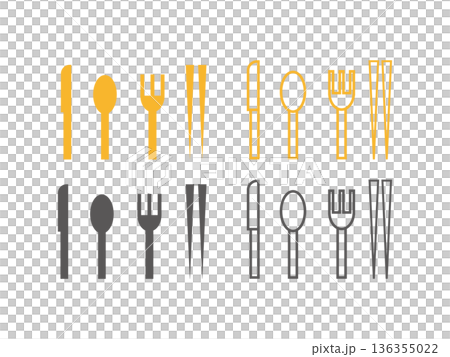 餐具（刀、湯匙、叉、筷子）圖示集 136355022