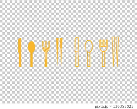 餐具(刀、湯匙、叉、筷子)圖示集 餐具(刀、湯匙、叉、筷子)圖示集 136355023