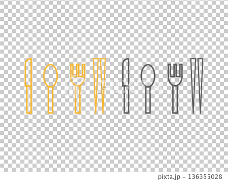 餐具（刀、湯匙、叉、筷子）圖示集 136355028
