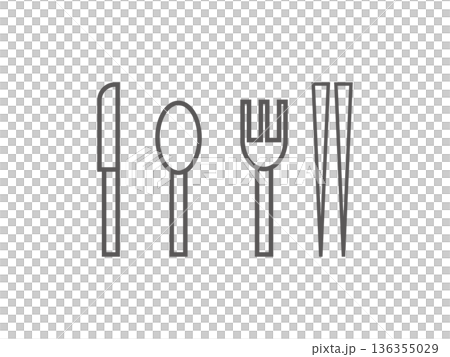 餐具(刀、湯匙、叉、筷子)圖示集 餐具(刀、湯匙、叉、筷子)圖示集 136355029