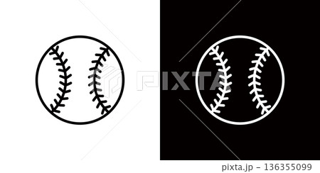 野球のアイコン・シンボル、硬式野球のボールのイラスト 136355099