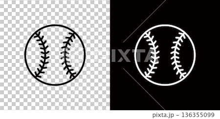 野球のアイコン・シンボル、硬式野球のボールのイラスト 136355099