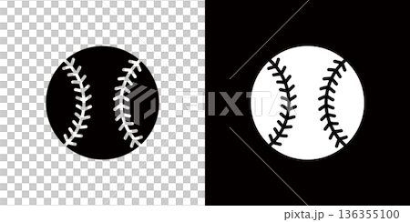 棒球圖示/符號，硬質棒球的插圖 136355100