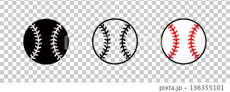棒球圖示/符號，硬質棒球的插圖 136355101