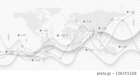 Stock market or Forex trading graph in graphic concept for financial investment or economic trends business idea design. Worldwide finance background. Vector illustration Stock market or Forex trading graph in graphic concept for financial investment or economic trends business idea design. Worldwide finance background. Vector illustration 136355108