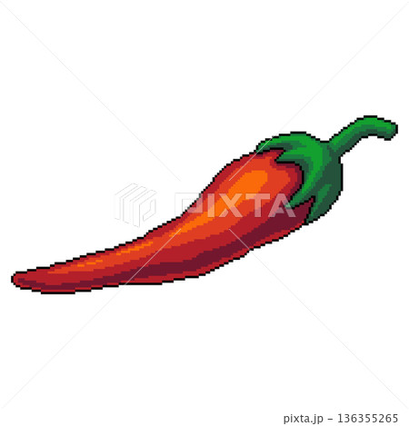 Pixel art chili pepper icon 136355265