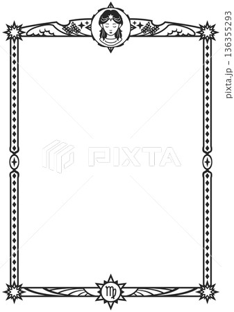 乙女座イラスト枠（黒） 136355293