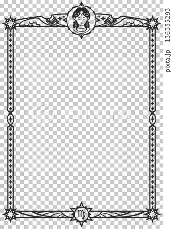 乙女座イラスト枠（黒） 136355293