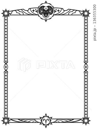 牡羊座イラスト枠(黒) 牡羊座イラスト枠(黒) 136355300