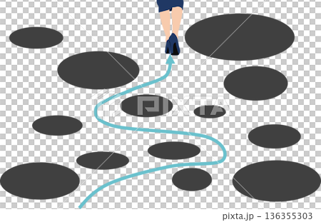 危険回避をするビジネスウーマンのイラスト 136355303