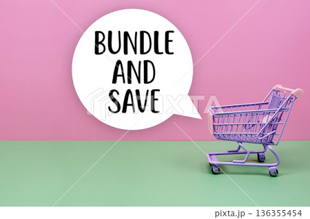 Bundle And Save text with trolley shopping cart Bundle And Save text with trolley shopping cart 136355454