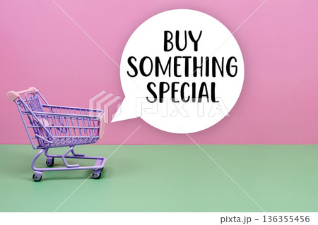Buy Something Special text with trolley shopping cart 136355456