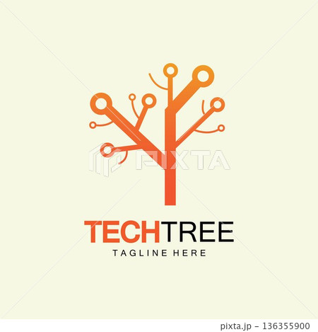 tech tree logo concept,green network technology logo vector.tech tree electrical circuit digital logo vector icon 136355900