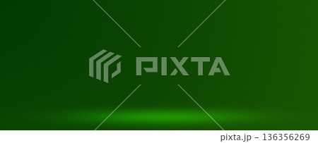 Green studio stage background with soft floor lighting 136356269