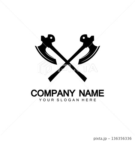 War axe logo. War axe  executioner axe  viking battle axe in vector 136356336