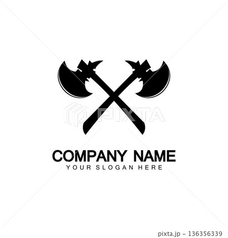 War axe logo. War axe  executioner axe  viking battle axe in vector 136356339