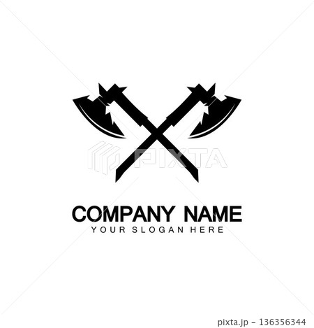 War axe logo. War axe  executioner axe  viking battle axe in vector 136356344