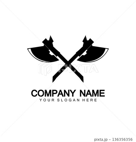 War axe logo. War axe executioner axe viking battle axe in vector War axe logo. War axe executioner axe viking battle axe in vector 136356356