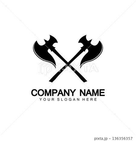 War axe logo. War axe executioner axe viking battle axe in vector War axe logo. War axe executioner axe viking battle axe in vector 136356357