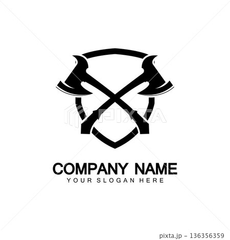 War axe logo. War axe  executioner axe  viking battle axe in vector 136356359