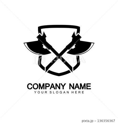 War axe logo. War axe executioner axe viking battle axe in vector War axe logo. War axe executioner axe viking battle axe in vector 136356367