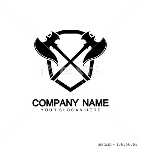 War axe logo. War axe  executioner axe  viking battle axe in vector 136356368