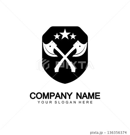 War axe logo. War axe  executioner axe  viking battle axe in vector 136356374