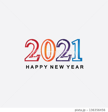 2021 new year icon vector illustration design template.Design for banner, greeting cards, brochure or print. Vector illustration. Isolated on white background. 136356456