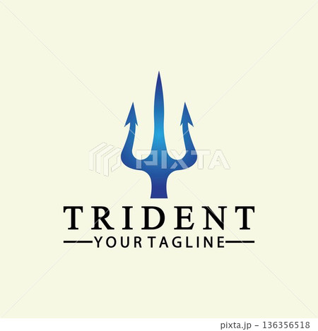 Vintage Trident Spear of Poseidon Neptune God Triton King logo design Vintage Trident Spear of Poseidon Neptune God Triton King logo design 136356518