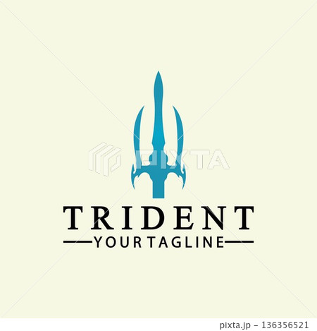 Vintage Trident Spear of Poseidon Neptune God Triton King logo design Vintage Trident Spear of Poseidon Neptune God Triton King logo design 136356521