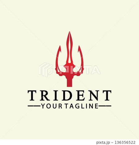 Vintage Trident Spear of Poseidon Neptune God Triton King logo design 136356522