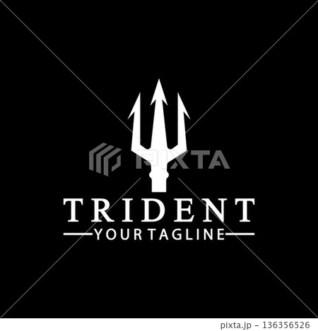 Vintage Trident Spear of Poseidon Neptune God Triton King logo design Vintage Trident Spear of Poseidon Neptune God Triton King logo design 136356526