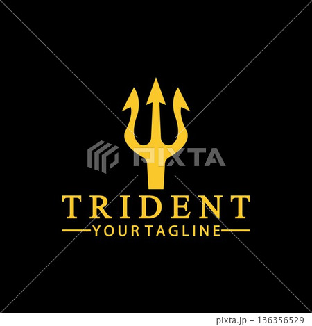 Vintage Trident Spear of Poseidon Neptune God Triton King logo design Vintage Trident Spear of Poseidon Neptune God Triton King logo design 136356529