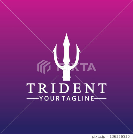 Vintage Trident Spear of Poseidon Neptune God Triton King logo design 136356530