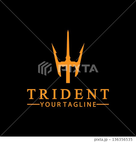Vintage Trident Spear of Poseidon Neptune God Triton King logo design Vintage Trident Spear of Poseidon Neptune God Triton King logo design 136356535