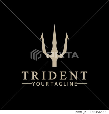 Vintage Trident Spear of Poseidon Neptune God Triton King logo design Vintage Trident Spear of Poseidon Neptune God Triton King logo design 136356536