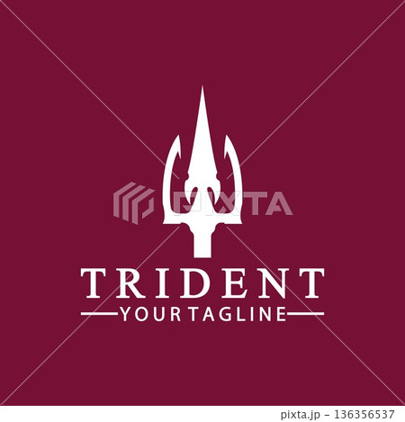 Vintage Trident Spear of Poseidon Neptune God Triton King logo design 136356537