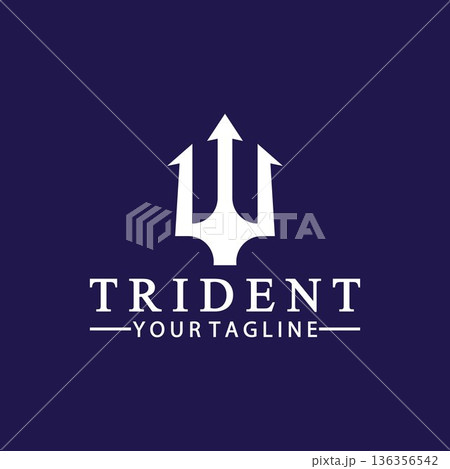 Vintage Trident Spear of Poseidon Neptune God Triton King logo design Vintage Trident Spear of Poseidon Neptune God Triton King logo design 136356542