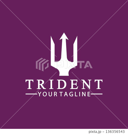 Vintage Trident Spear of Poseidon Neptune God Triton King logo design 136356543