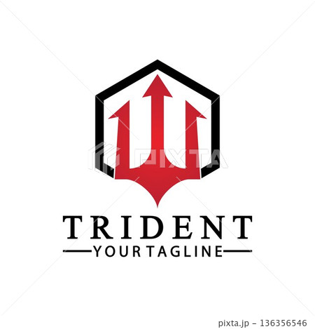 Vintage Trident Spear of Poseidon Neptune God Triton King logo design 136356546