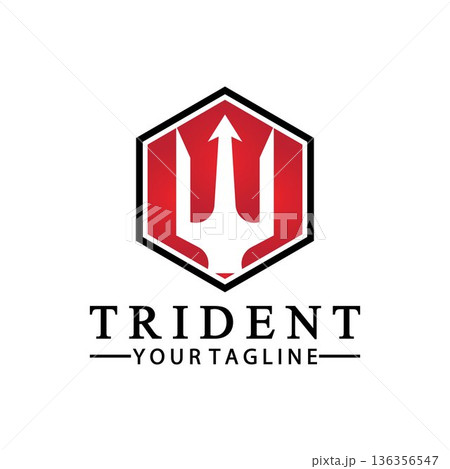 Vintage Trident Spear of Poseidon Neptune God Triton King logo design 136356547