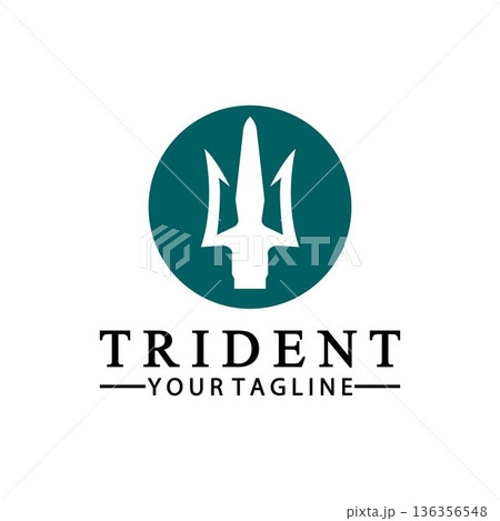Vintage Trident Spear of Poseidon Neptune God Triton King logo design Vintage Trident Spear of Poseidon Neptune God Triton King logo design 136356548